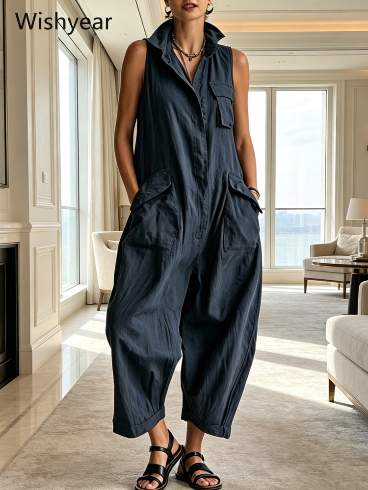 Women'S Fashion Utility Pants - Women Fashion Utility Jumpsuit Navy Blue