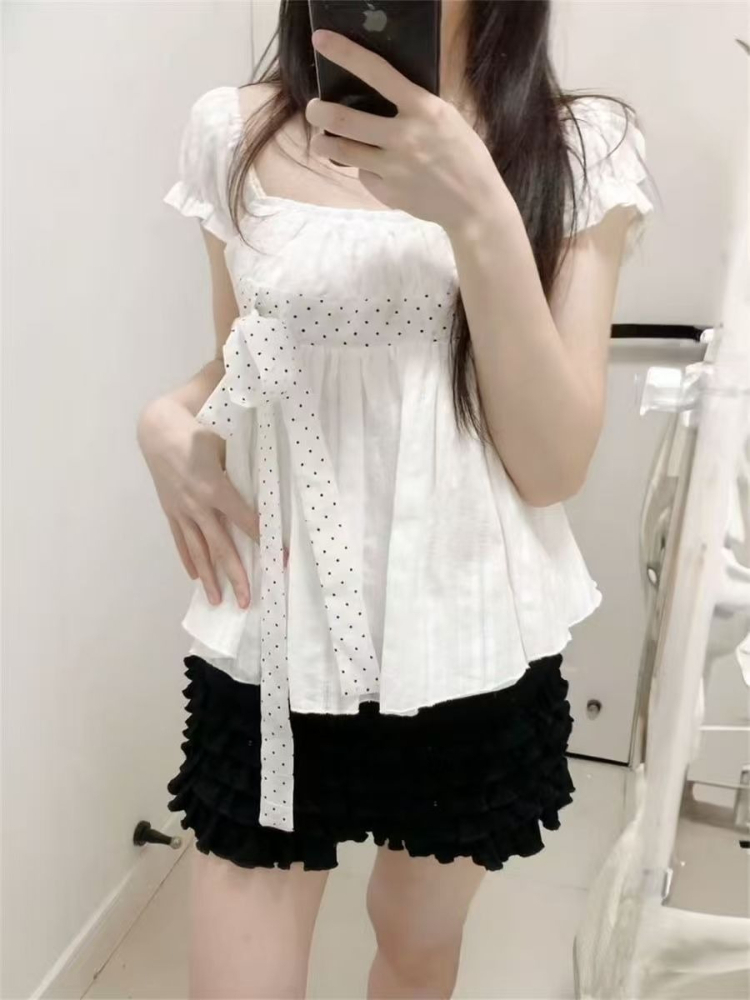 Cute Korean Fashion Polka Dot  - Puff Sleeve Blouse review and price