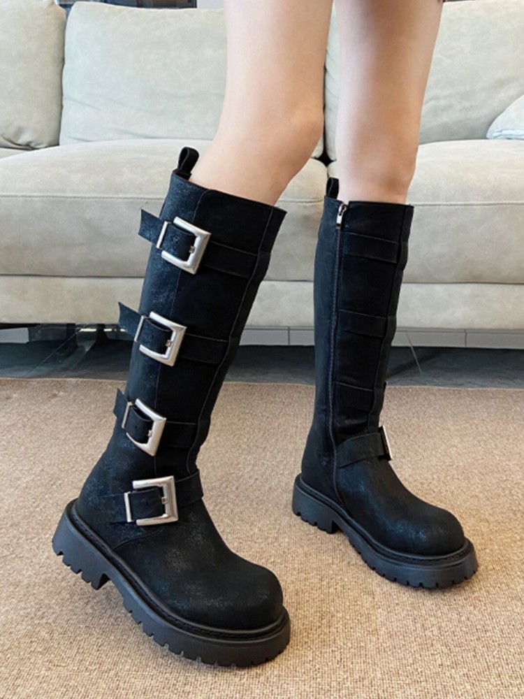 Fashion Women Multi Buckle Kne - Women'S Fashion Riding Boots review and price