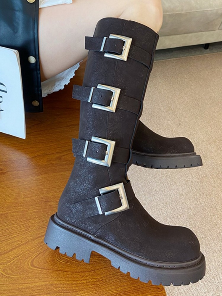 Fashion Women Multi Buckle Kne - Women'S Fashion Riding Boots review and price