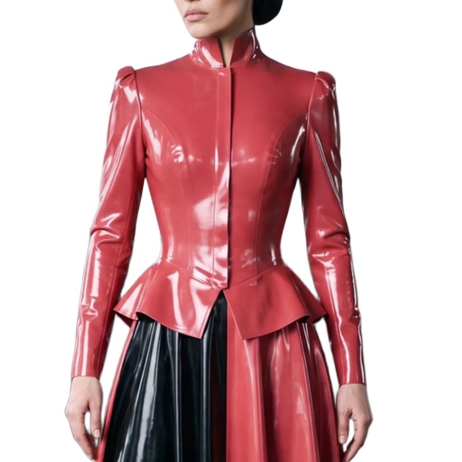 Sexy Latex Peplum Blouses With - Puff Sleeve Blouse review and price
